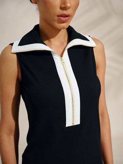 Navycore Sleeveless Colorblock Lapel Golf Shirt