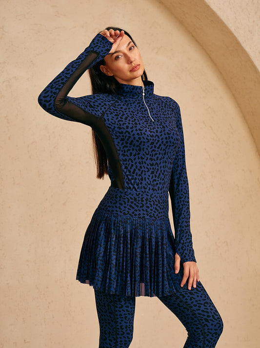 More Than Basic Leopard Mesh Golf Shirt Quarterzip