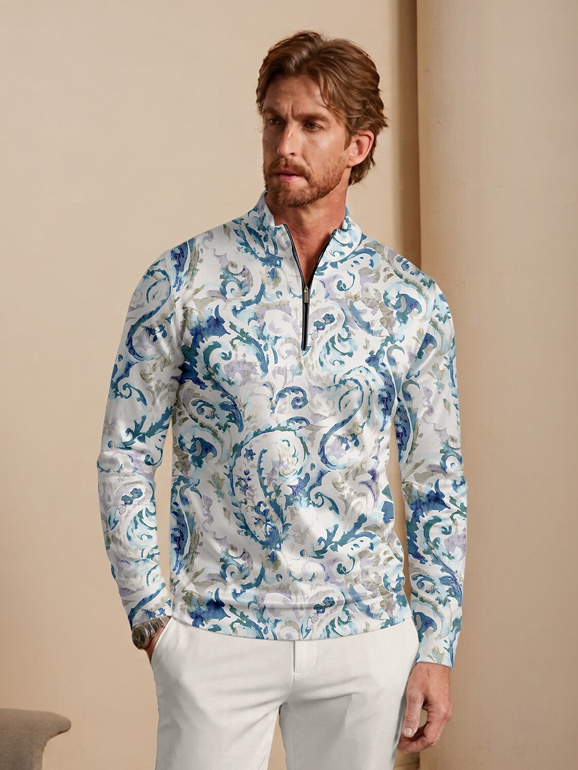 Botanical Energy Men's Golf Shirt Quarterzip UPF50+