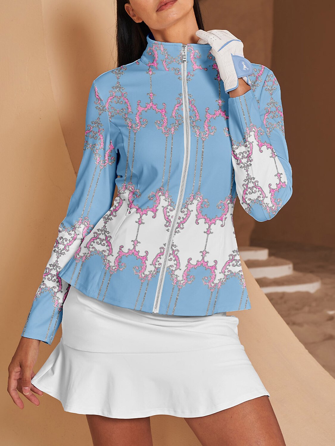 Bold Baroque Ruffle Golf Jacket Sun Protection