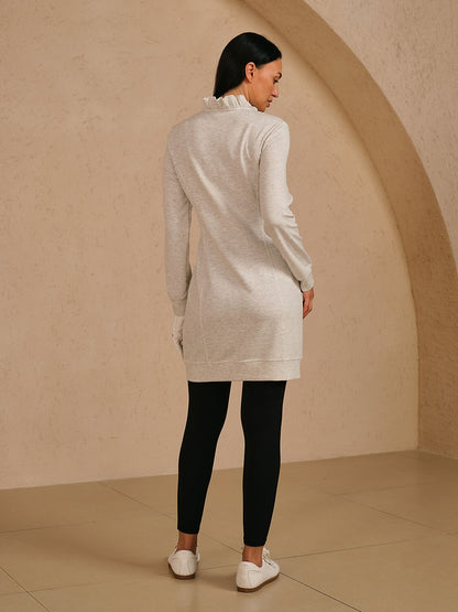 UltraSoft Long Sleeve Ruffle 36.5 Inch Dress