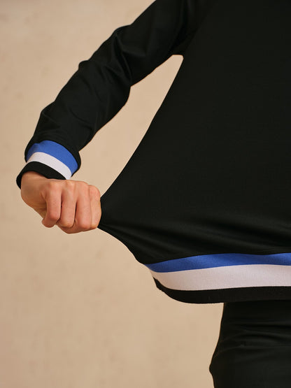 Navycore Color Block Ribbed Golf Shirt Quarterzip UPF50+