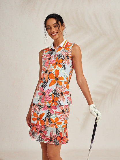 Polo Premium senza maniche con collo a coste UPF50+