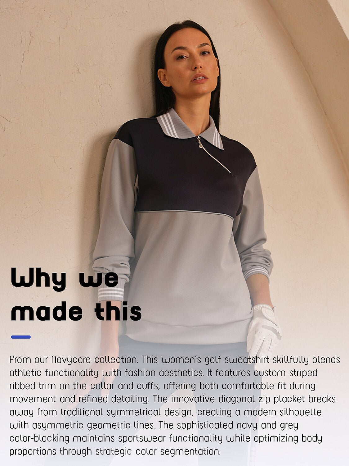 More Than Basic Asymmetrical Collar Golf Sweatshirt