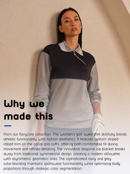 More Than Basic Asymmetrical Collar Golf Sweatshirt