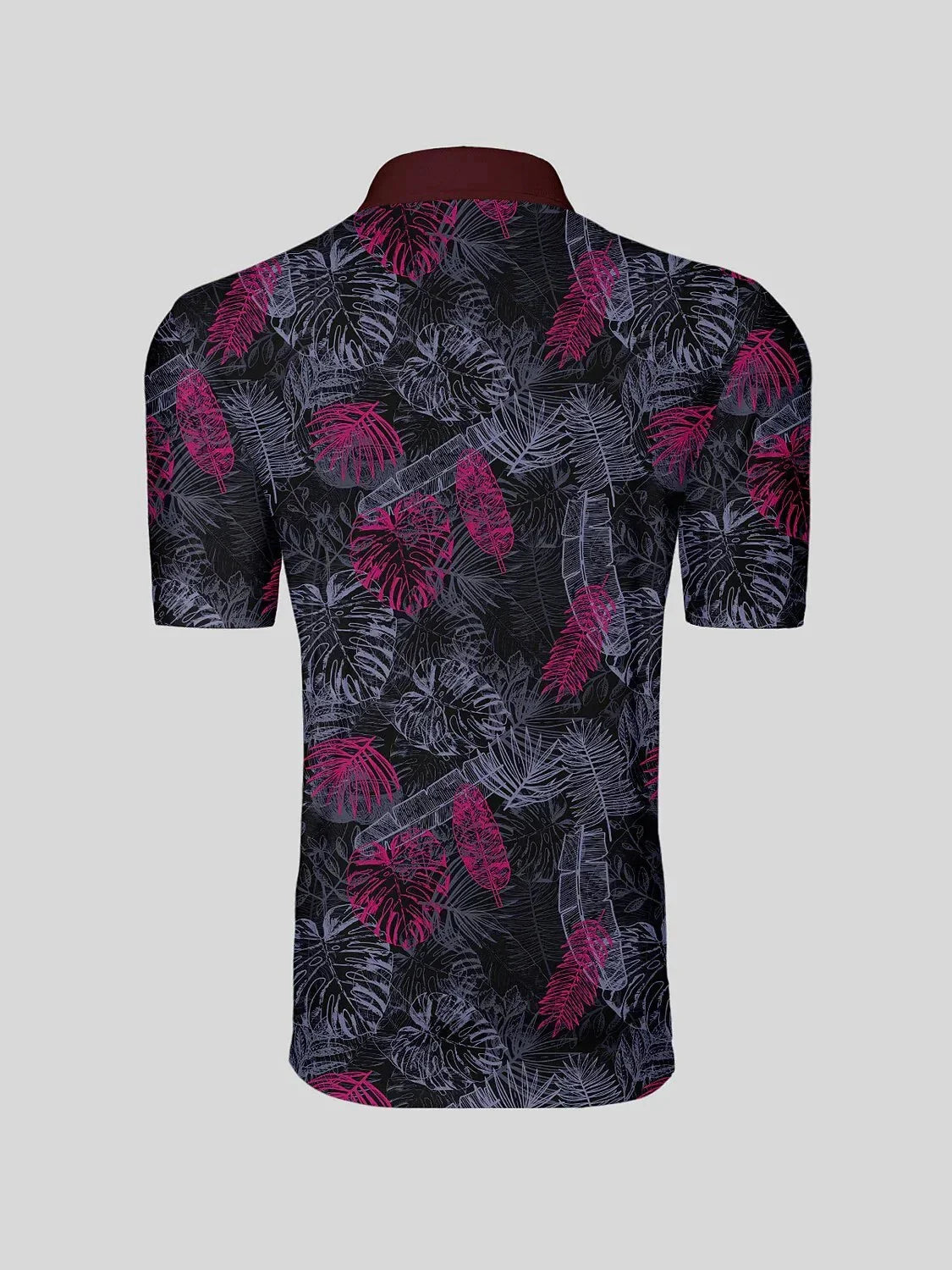 Hyped-up Tropical Men's Ribbed Collar Polo Top UPF50+