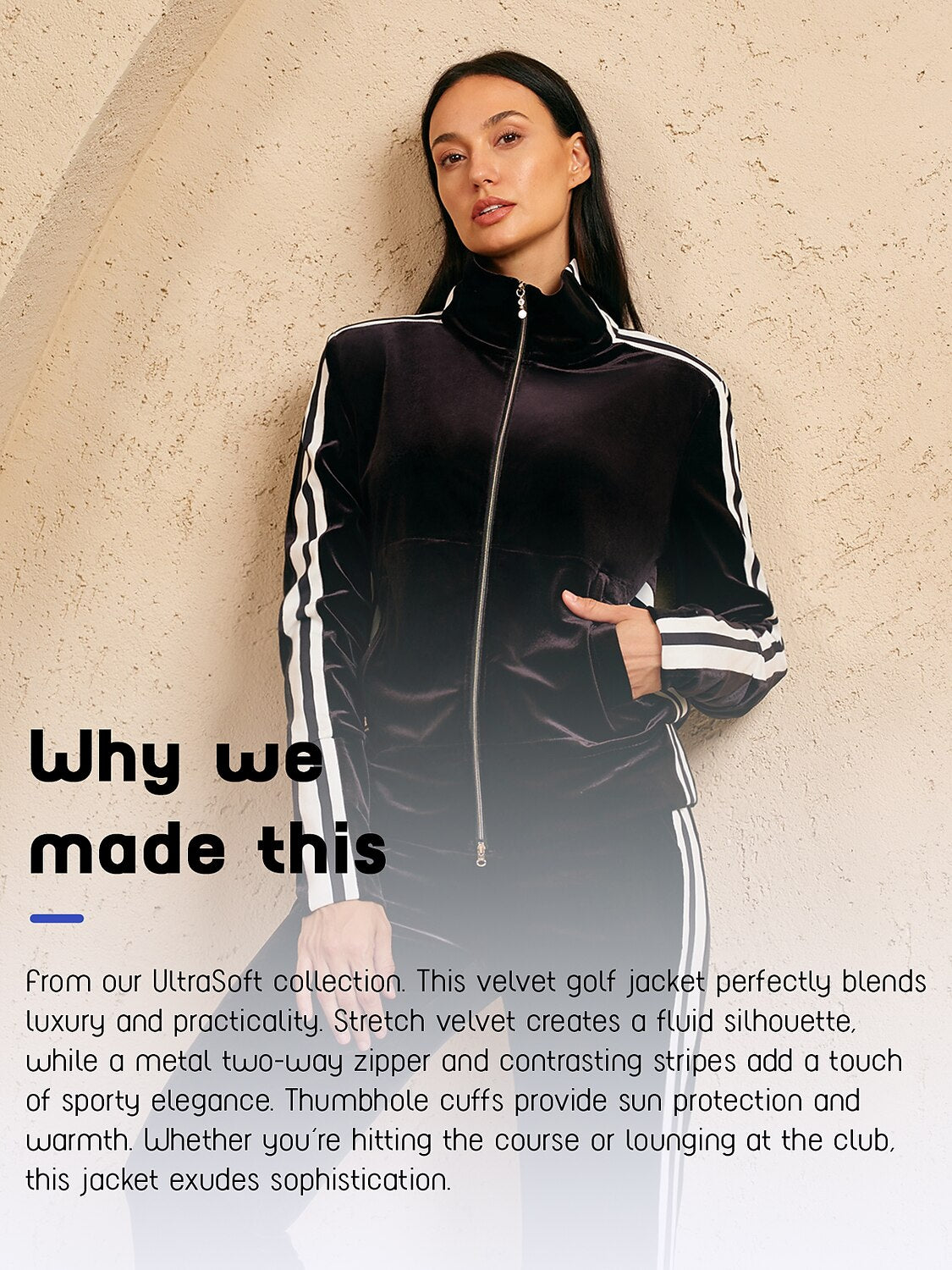 UltraSoft Velvet Chaqueta de Manga Larga con Cierre Completo