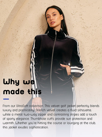 UltraSoft Velvet Chaqueta de Manga Larga con Cierre Completo