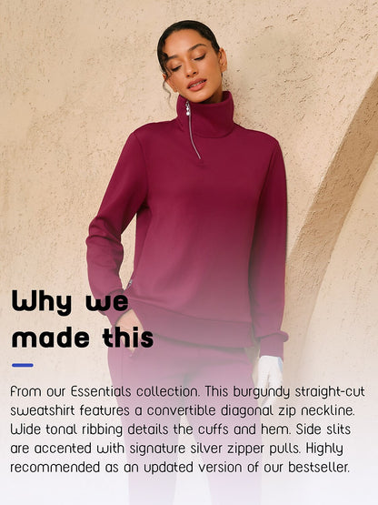 ベーシックを超えたアシンメトリーカラーのゴルフスウェットシャツ