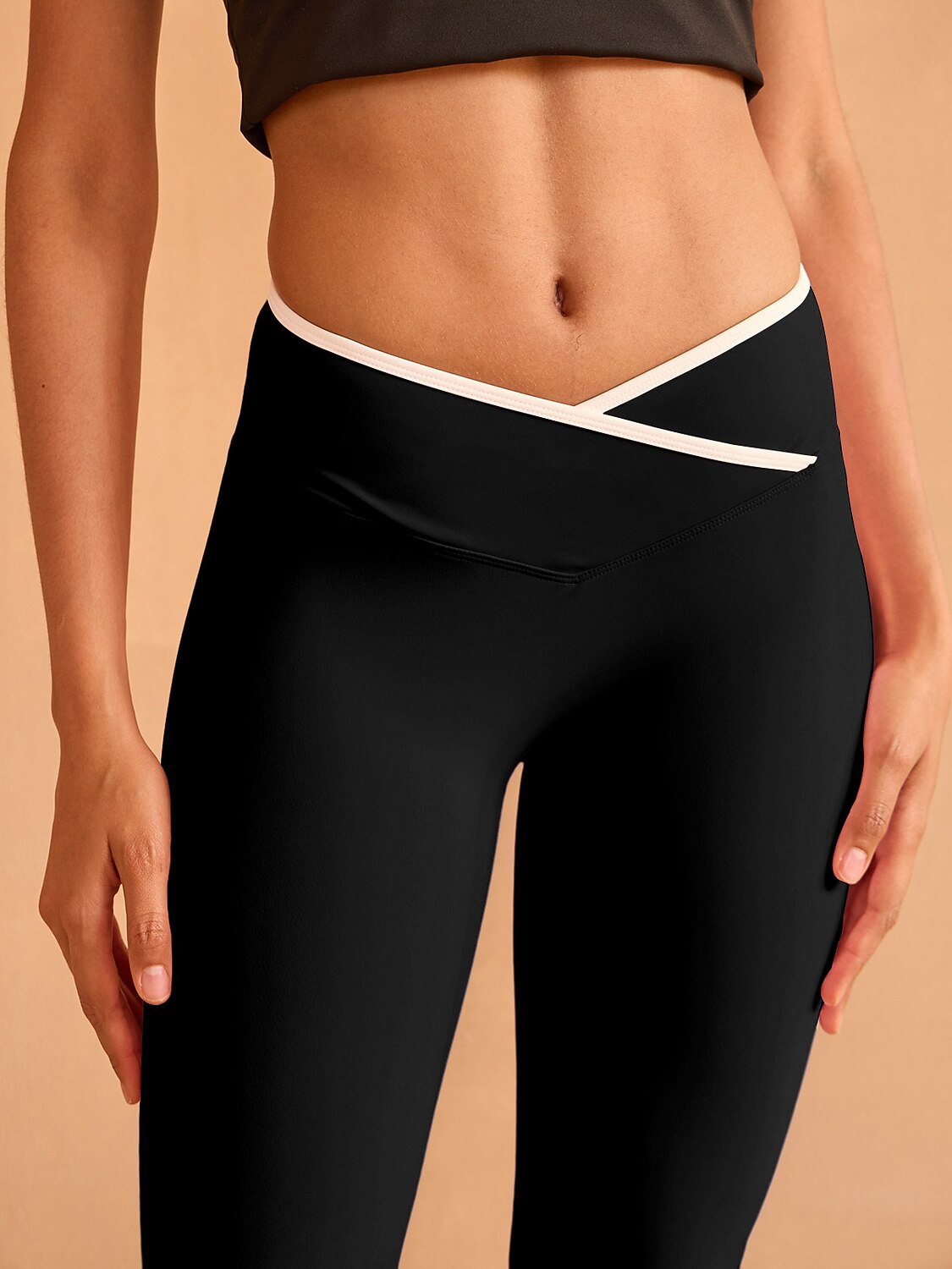 More Than Basic Crossover Waist 40 Inch Trimmed Flared Pants