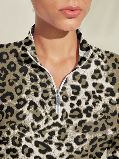 Wildlife Party Silky Golf Shirt Quarterzip UPF50+