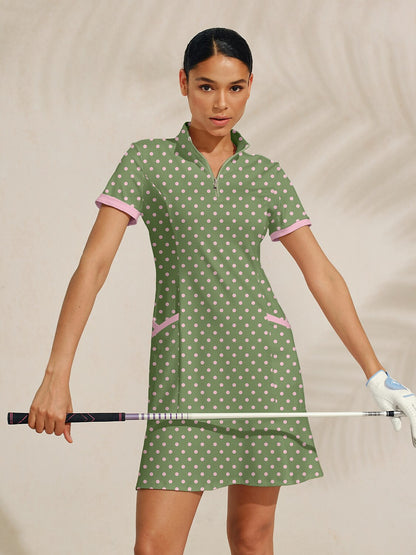 Hyper-prep Ruffle 35.5 Inch Dress For Golf Pickleball & Tennis, Mineral Green / XL Hyper-prep Ruffle 35.5 Inch Dress For Golf Pickleball & Tennis, Mineral Green / XL
