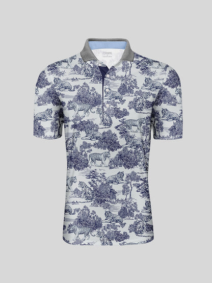 Wildlife Party Herren-Poloshirt mit Rippkragen UPF50+