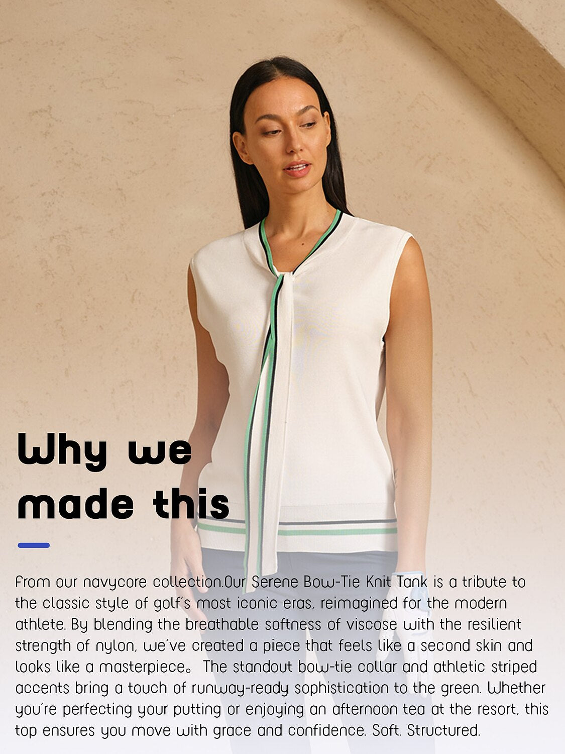 Navycore Sleeveless Colorblock Lace Up Knit Tank