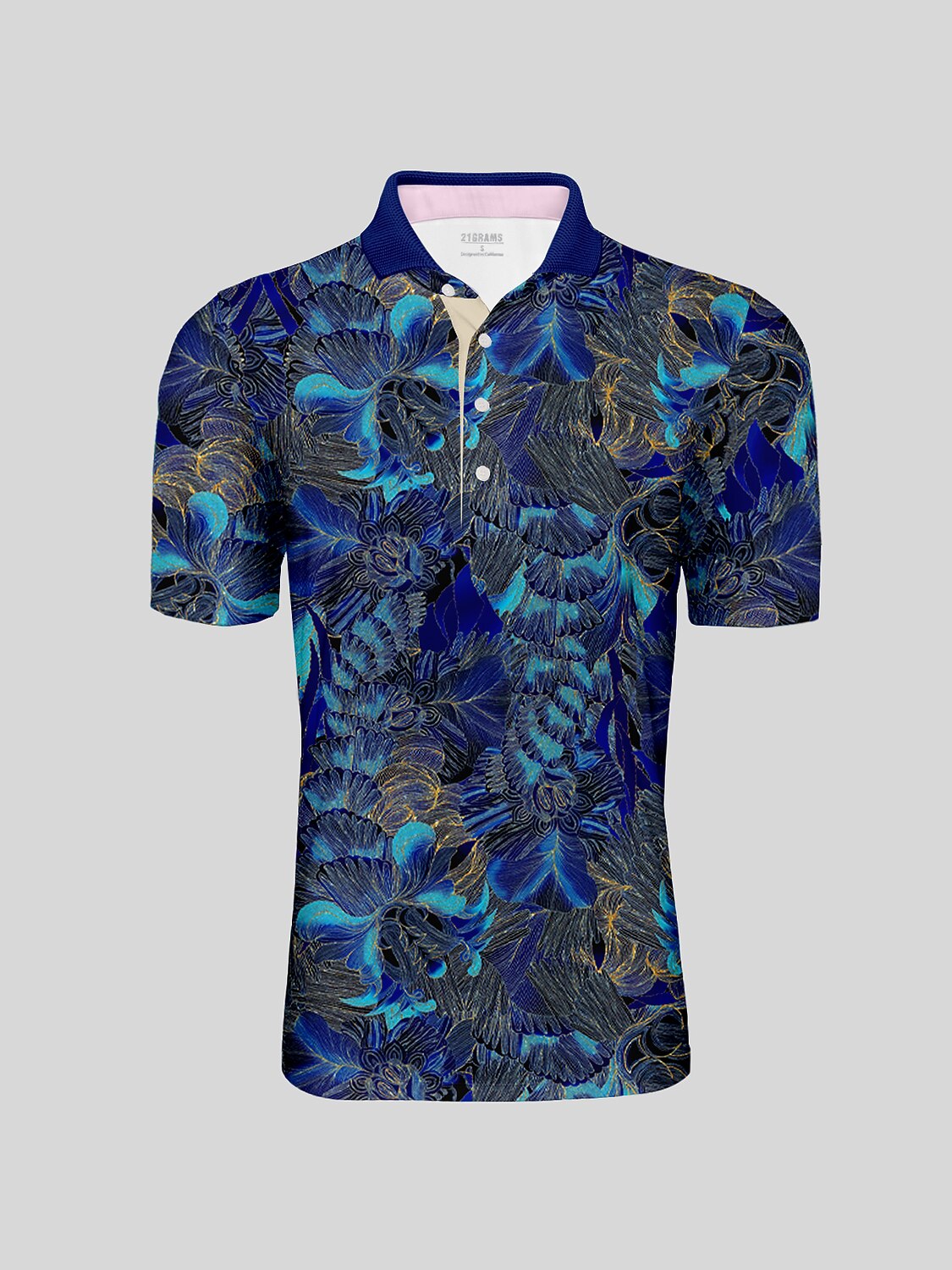 Hyped-up Tropical Herren-Poloshirt mit Rippkragen, UPF50+