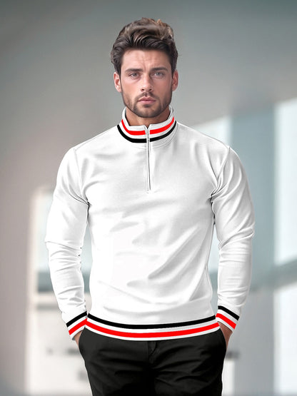 Speels nautisch heren golfshirt met kwart rits UPF50+