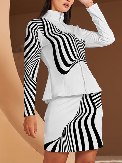 遊び心のあるマリン風ラッフルゴルフジャケット 日焼け防止