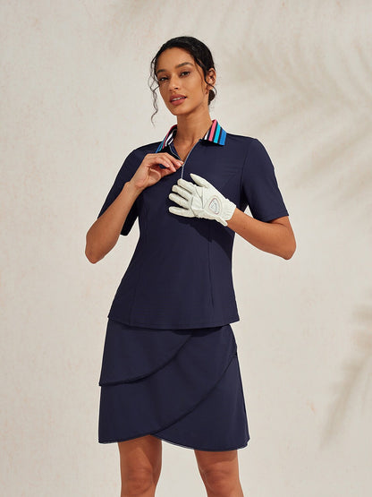 Premium Short Sleeve Color Block Quarterzip UPF50+