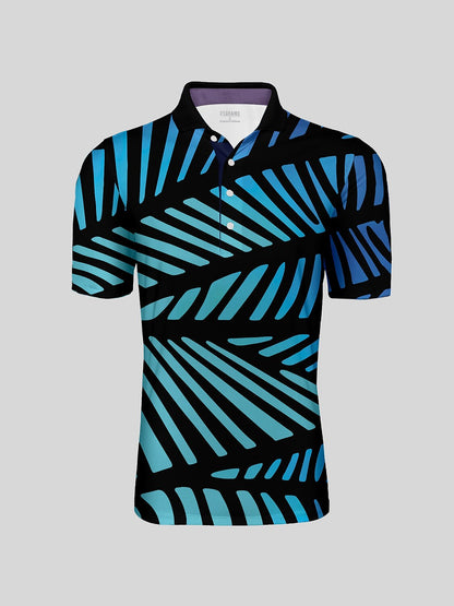 Playful Nautical Men's Ribbed Collar Polo Top UPF50+