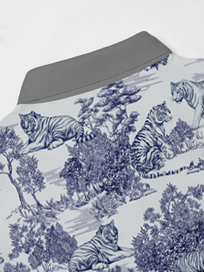 Wildlife Party Herren-Poloshirt mit Rippkragen UPF50+