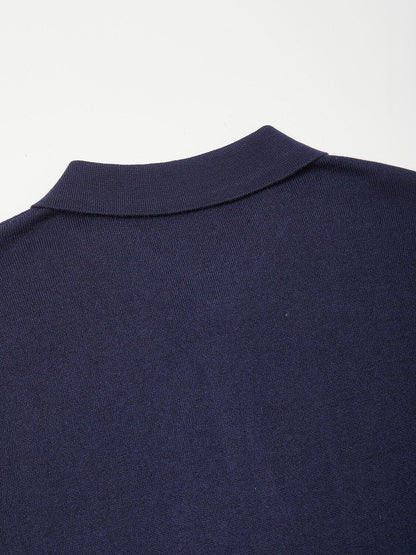 Aqua Wool Camisa Polo de Manga Larga para Hombre