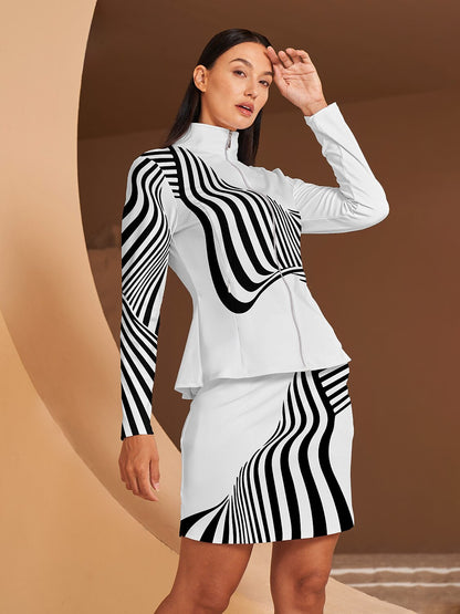 遊び心のあるマリン風ラッフルゴルフジャケット 日焼け防止