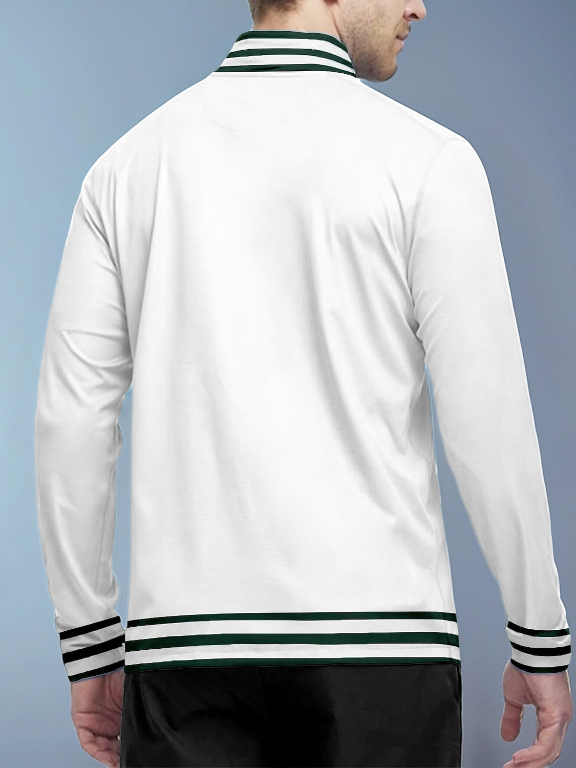 Speels nautisch heren golfshirt met kwart rits UPF50+