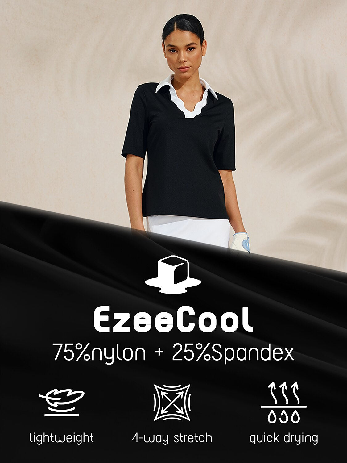 More Than Basic Half Sleeve Curve V-Neck Polo Top UPF50+