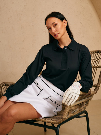 Crisp Couture Long Sleeve Polo Top UPF50+