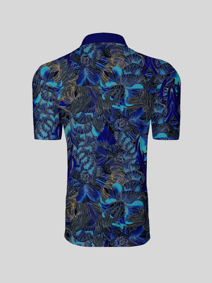 Hyped-up Tropical Herren-Poloshirt mit Rippkragen, UPF50+