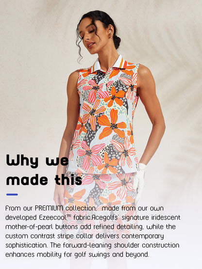 Polo Premium Senza Maniche con Colletto a Costine UPF50+