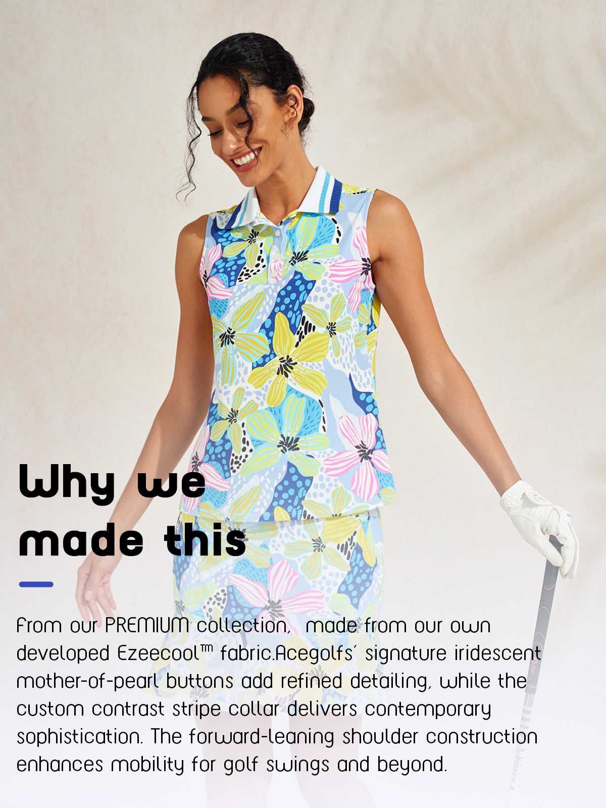 Polo Premium senza maniche con collo a coste UPF50+