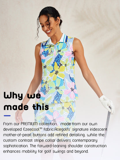 Polo Premium senza maniche con collo a coste UPF50+