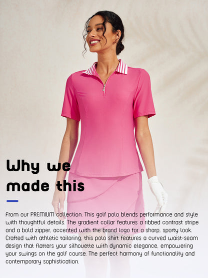 Premium Short Sleeve Color Block Quarterzip UPF50+