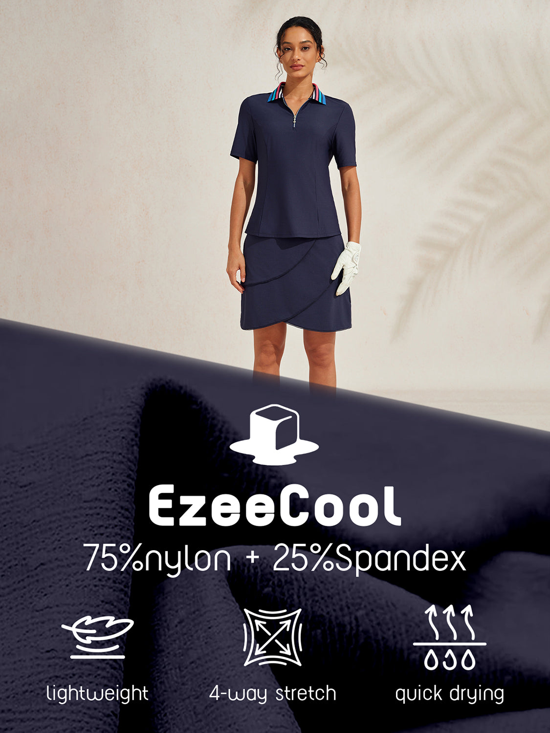 Premium Short Sleeve Color Block Quarterzip UPF50+