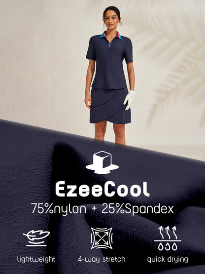 Premium Short Sleeve Color Block Quarterzip UPF50+