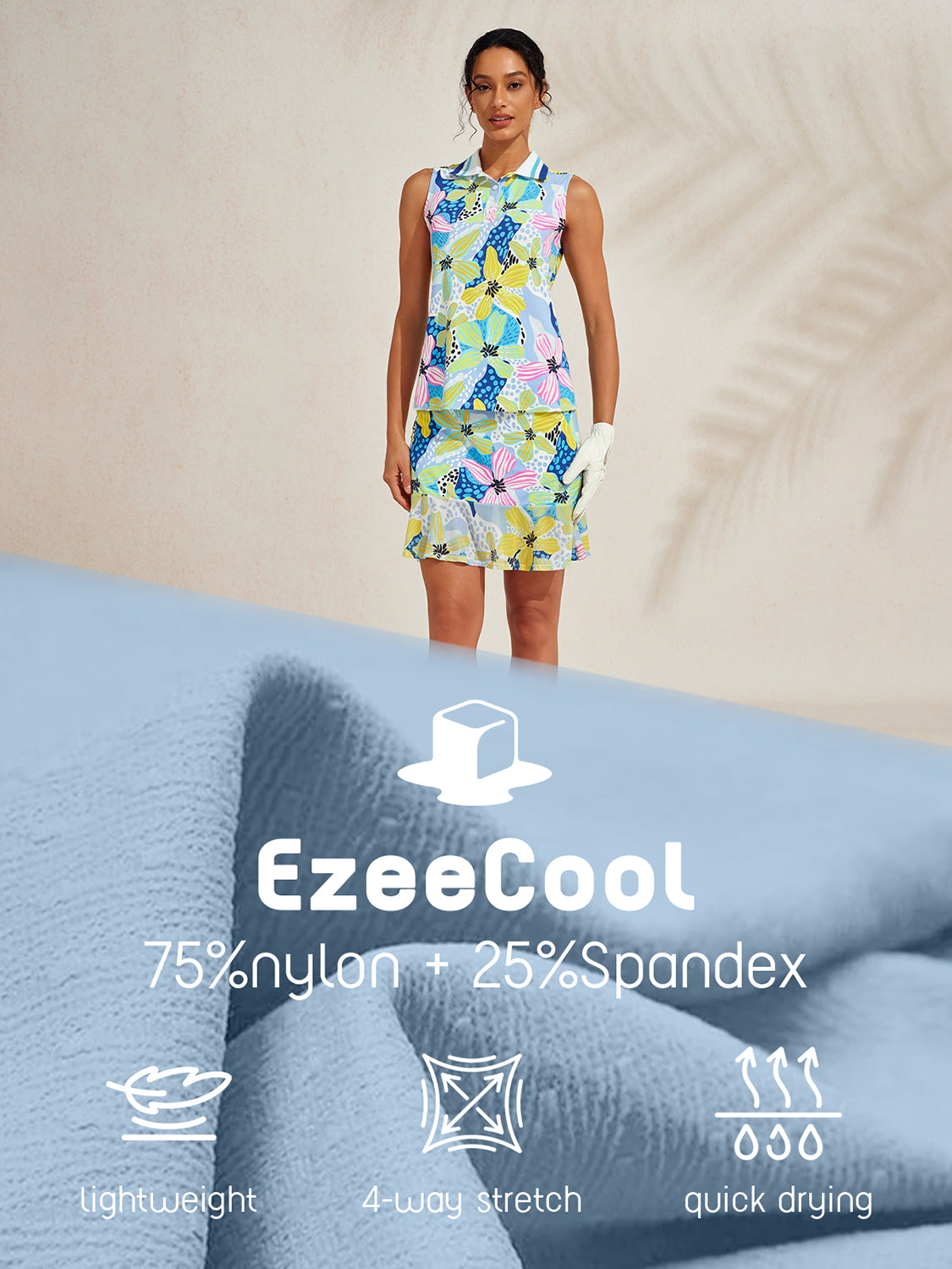 Polo Premium senza maniche con collo a coste UPF50+