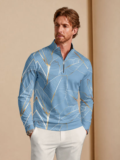 Hyped-up Tropical Men's Golf Shirt Quarterzip UPF50+