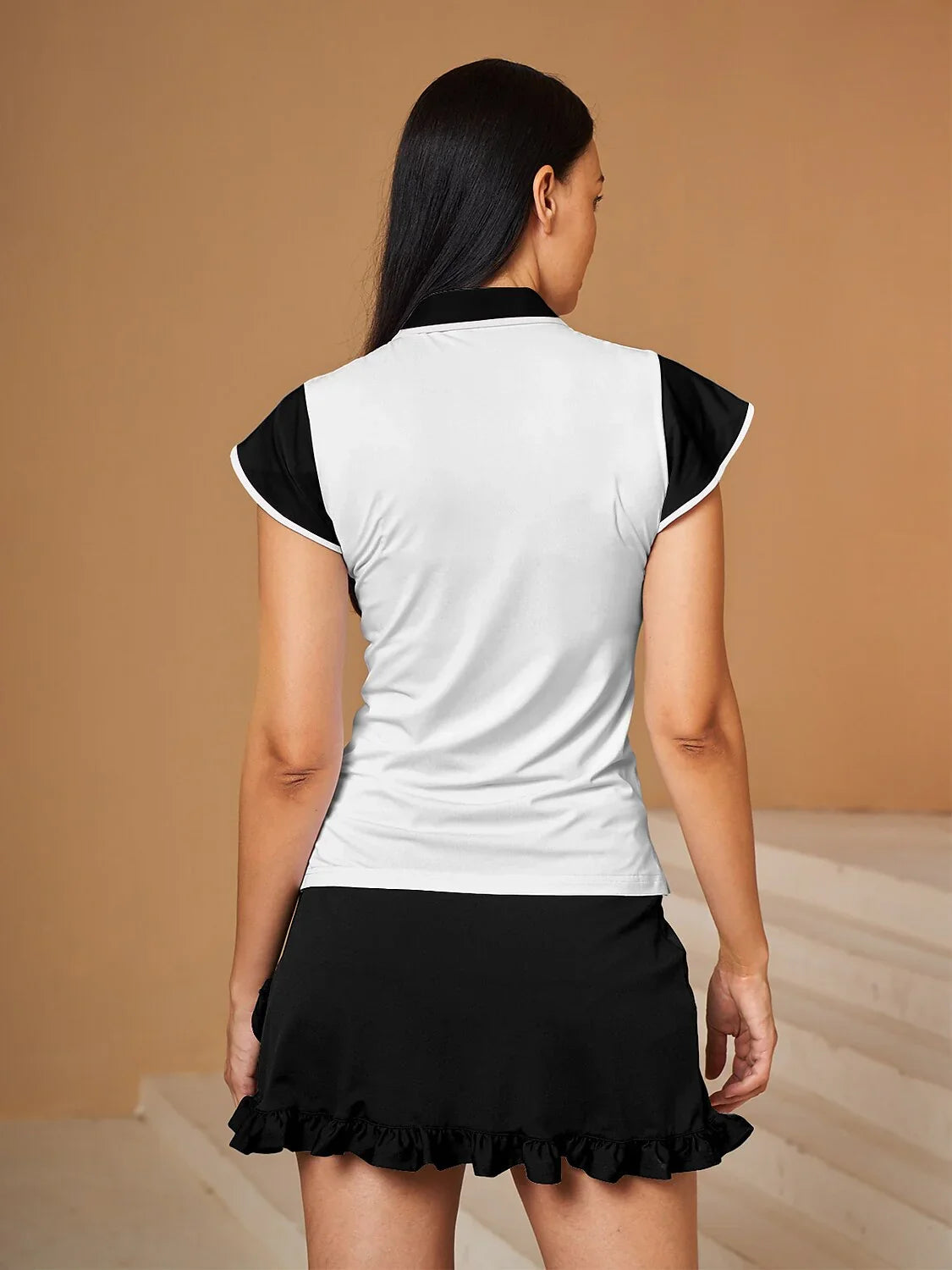 90년대 그런지 러플 소매 폴로 탑 UPF50+