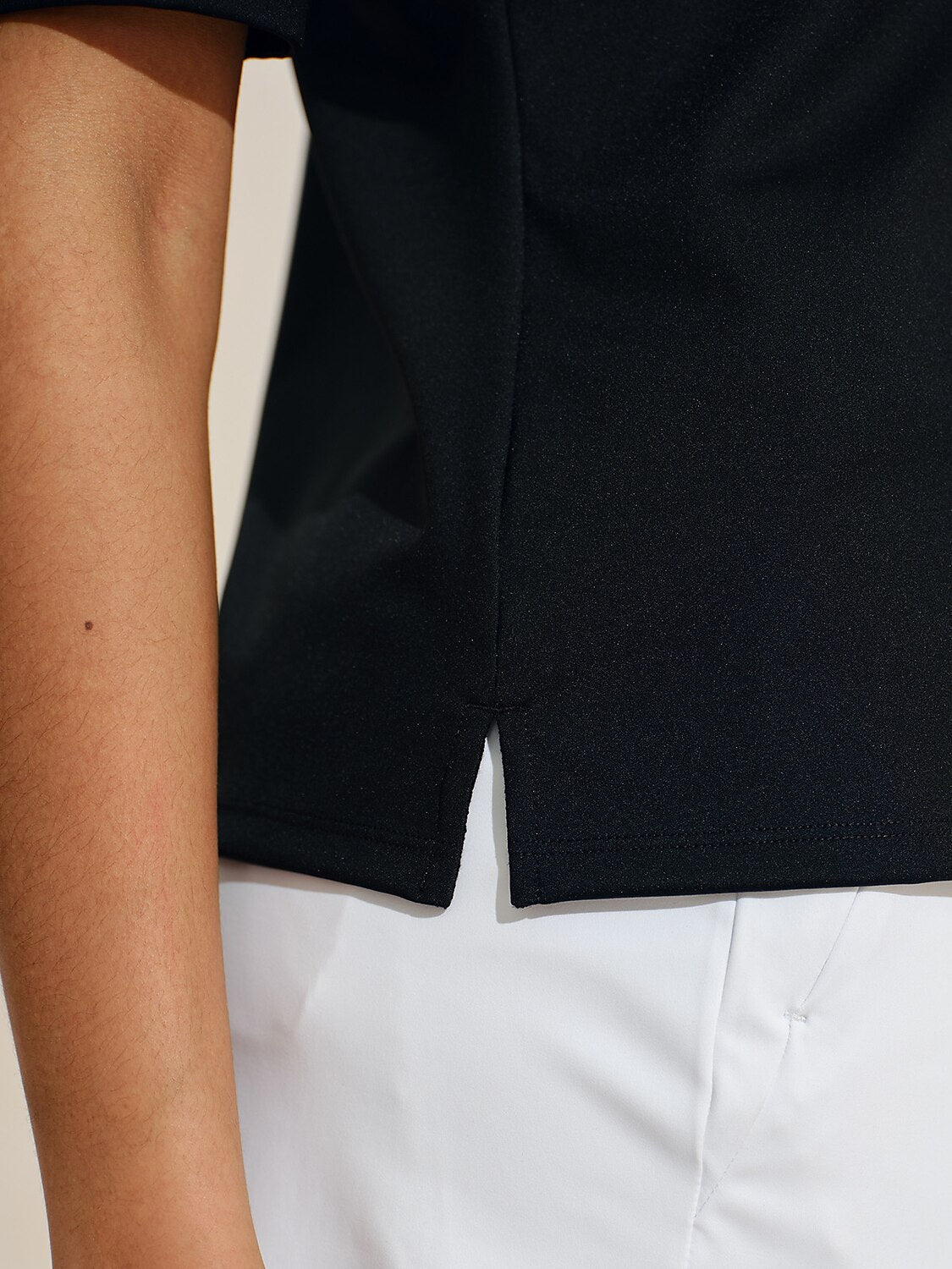 More Than Basic Half Sleeve Curve V-Neck Polo Top UPF50+