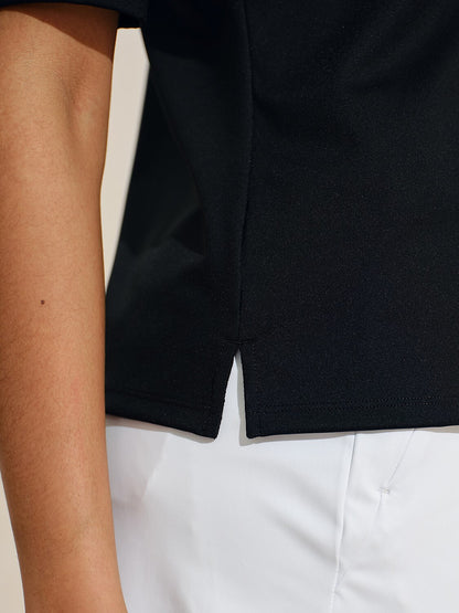 More Than Basic Half Sleeve Curve V-Neck Polo Top UPF50+