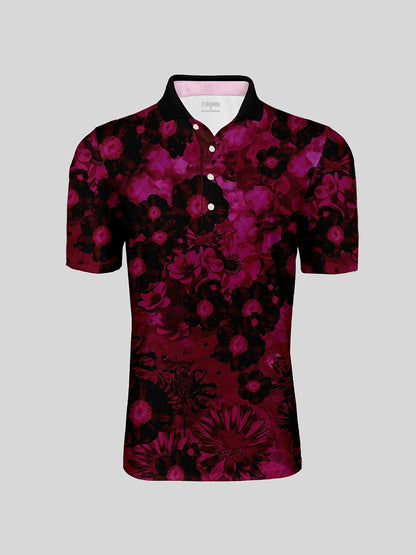 Hyped-up Tropical Men's Ribbed Collar Polo Top UPF50+