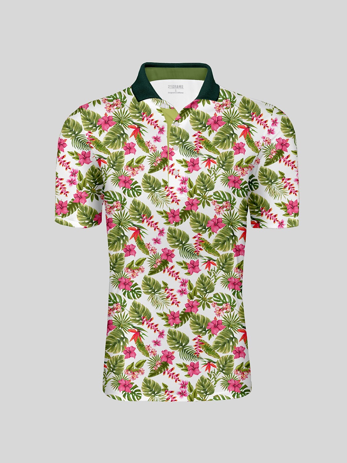 Botanical Energy Men's Ribbed Collar Polo Top UPF50+