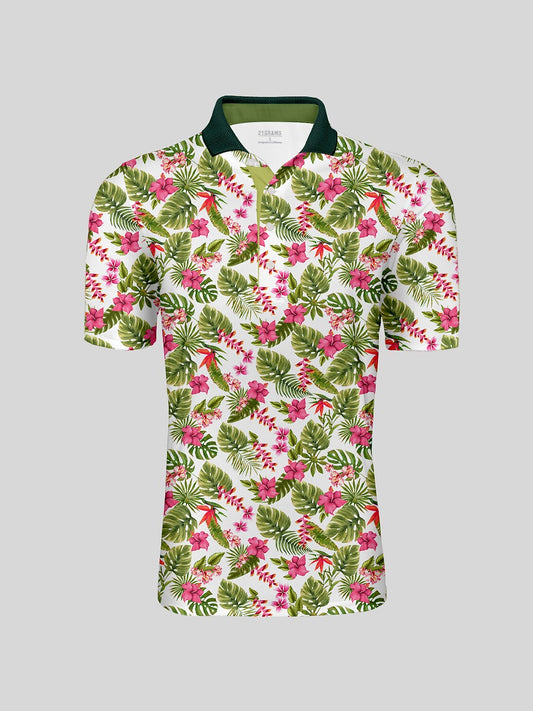 Botanical Energy Herren-Poloshirt mit Rippkragen und UPF50+