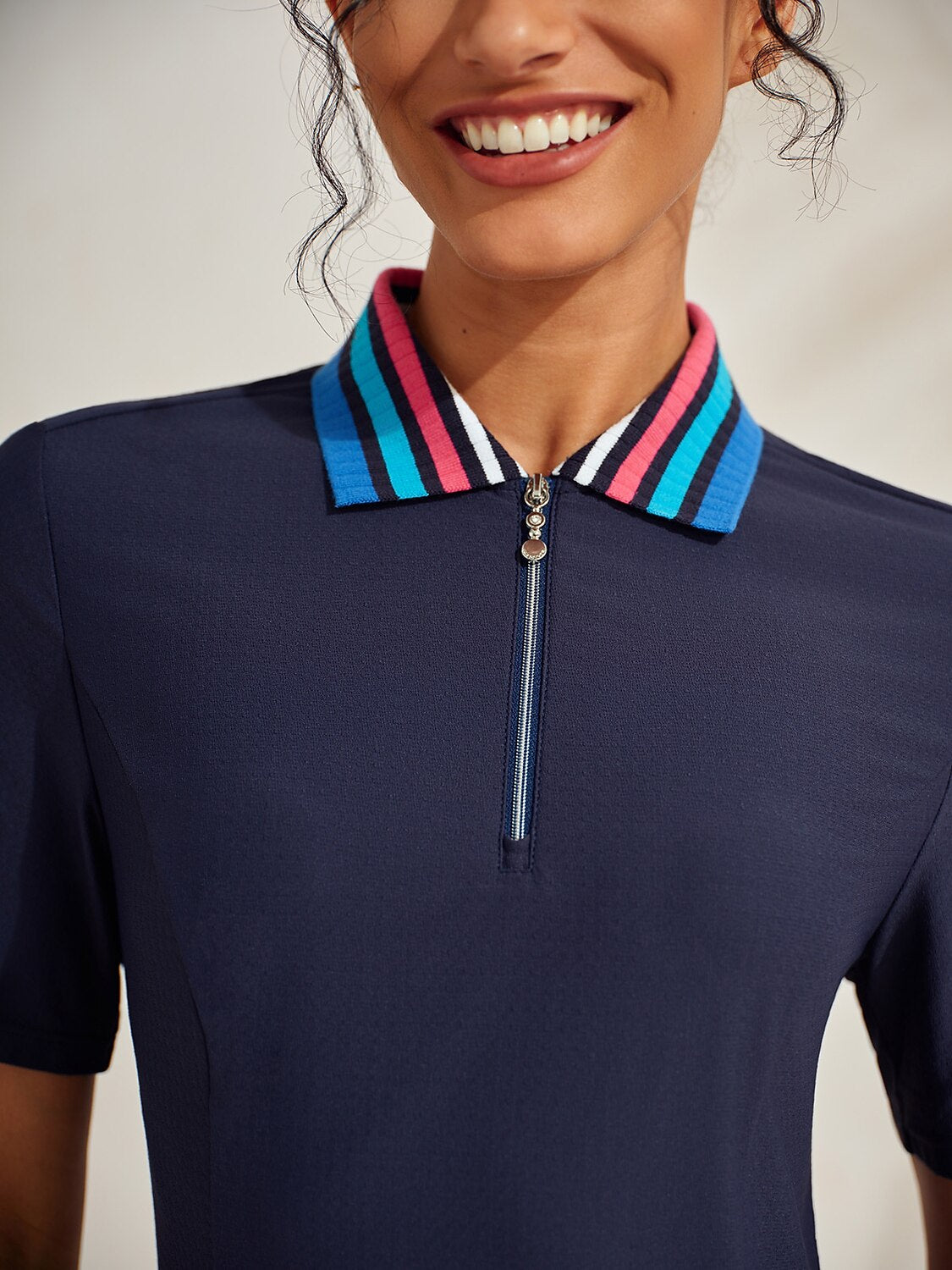 Premium Short Sleeve Color Block Quarterzip UPF50+