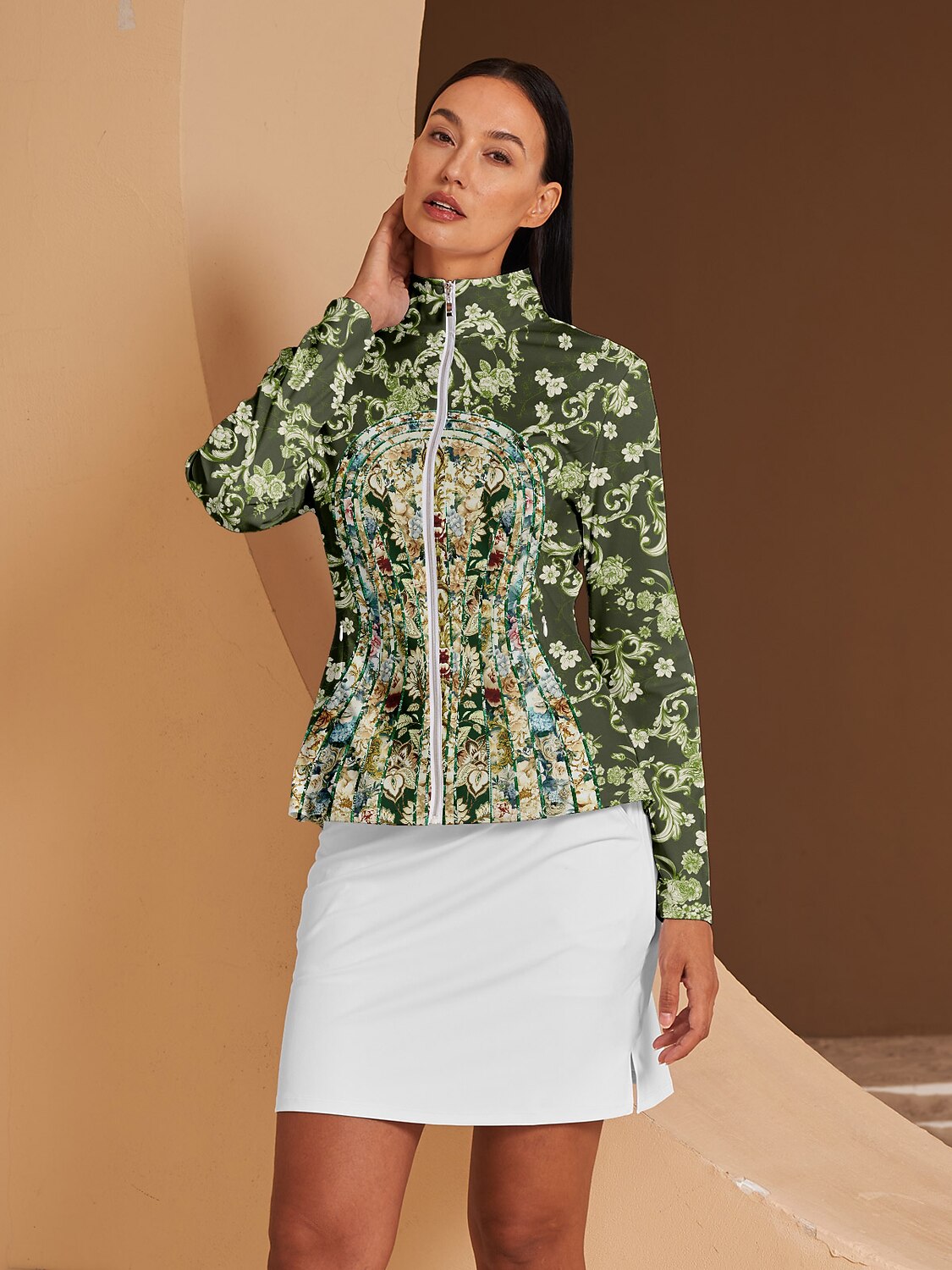 Bold Baroque Ruffle Golf Jacket Sun Protection