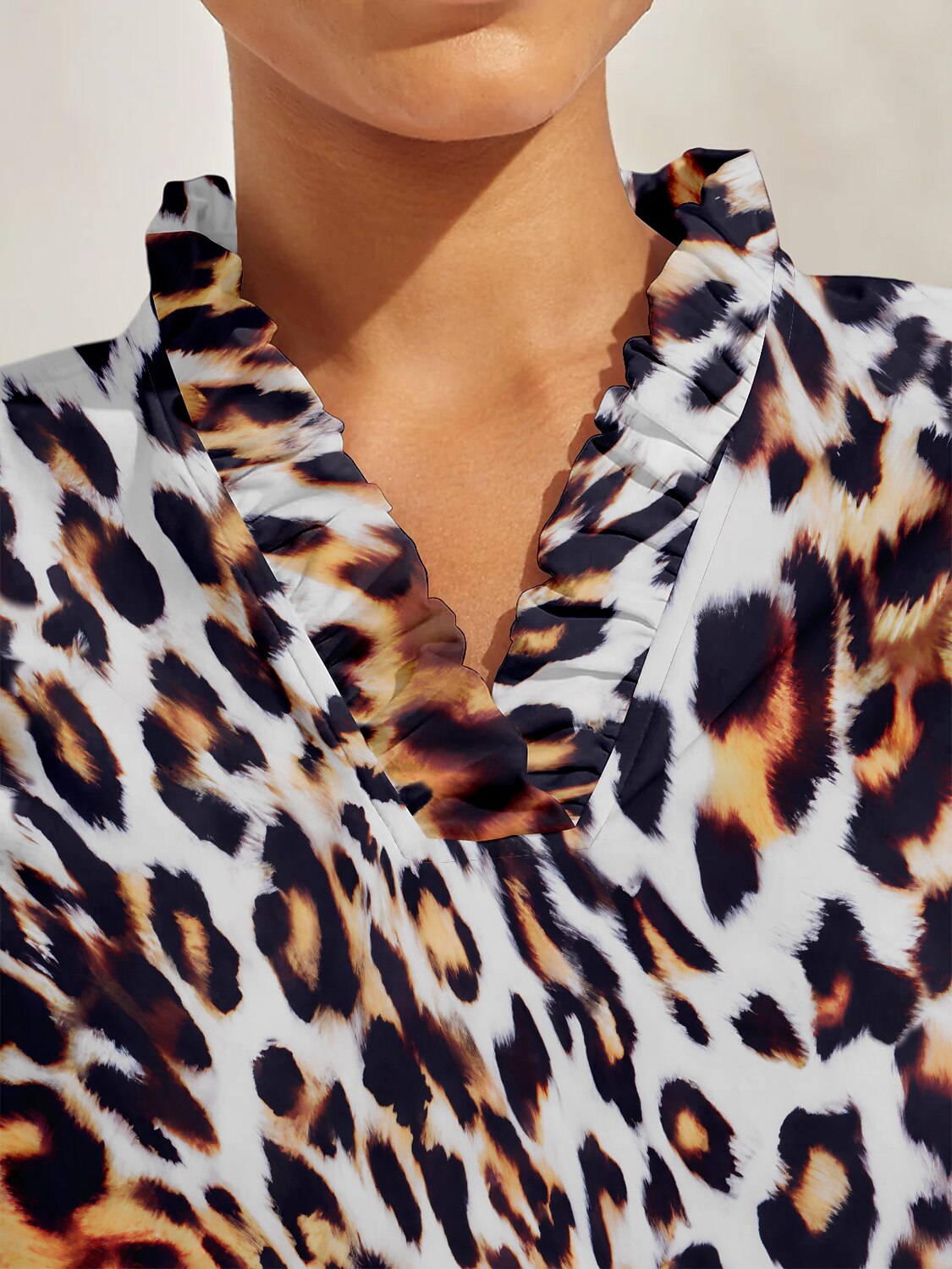 Wildlife Party Ruffle V-Neck Polo Top UPF50+