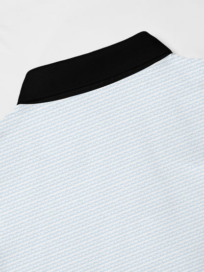 Playful Nautical Men's Ribbed Collar Polo Top UPF50+