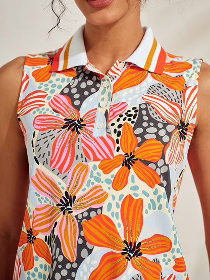 Polo Premium senza maniche con collo a coste UPF50+