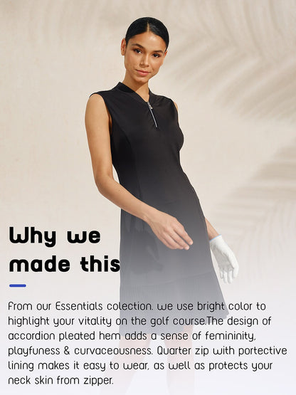 More Than Basic Sleeveless 38.5 Inch Pleated Dress